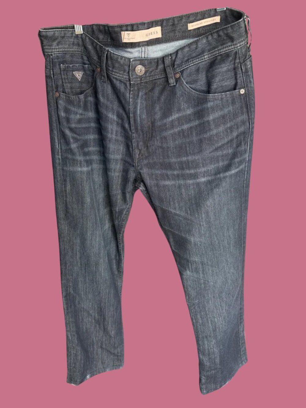 GUESS Men’s Black-Blue Straight Leg Jeans